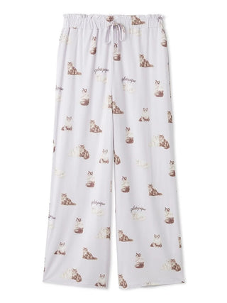 Gelato Pique Cat All-over Printed Pants in lavender, front view