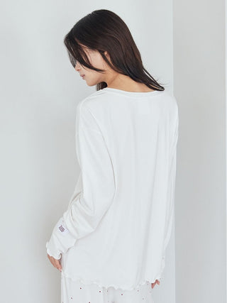 Hot Fabric Rayon One Point Logo Long T-shirt