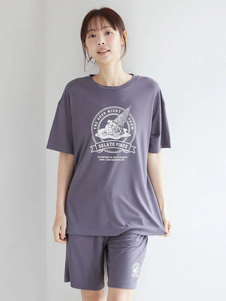 [UV-cut] Pique Emblem Printed T-shirt