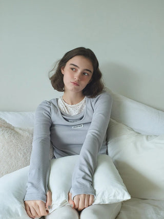 [UV Cut] Ribbed Long-sleeve T-shirt - view 3