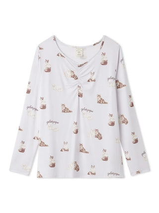 Gelato Pique Cat All-over Printed Pullover in lavender, front view