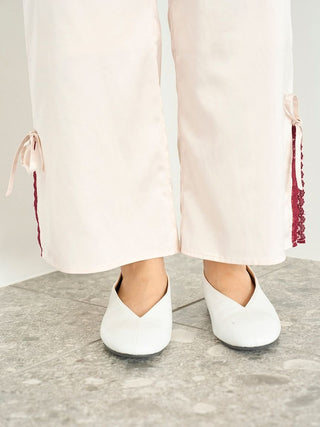 Satin Pants With Lace & Ribbon