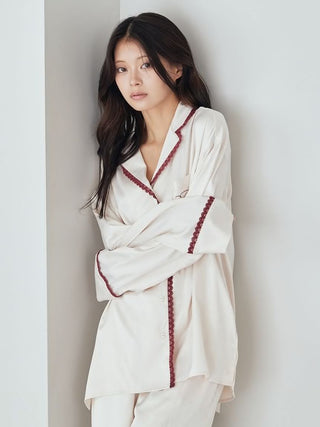 Satin Shirt With Lace