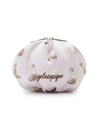 Gelato Pique Cats Printed Pouch in lavender, front view