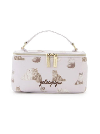 Gelato Pique Cats Printed Vanity Pouch in lavender, front view