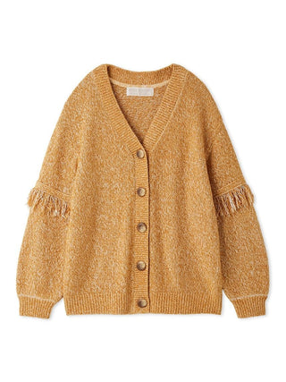 Gelato Pique Melange Moco Fringe Cardigan in Orange, Front View