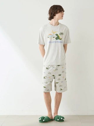Men's Cool-to-touch Sleeping Dinosaur One Point Printed T-shirt