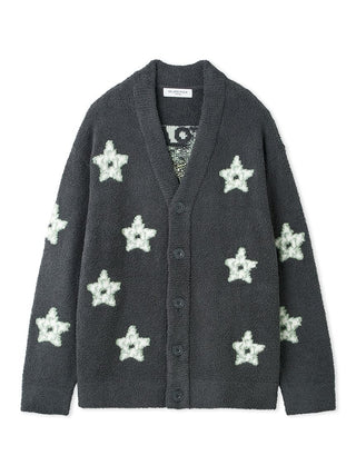 Gelato Pique Men's Baby Moco Spaceship Jacquard Cardigan in dark gray, front view