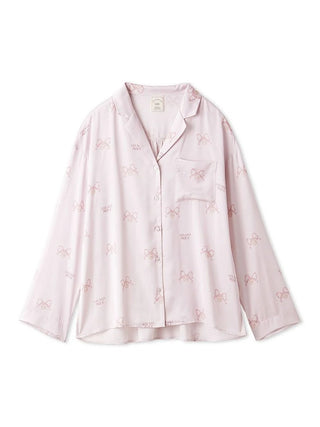 Gelato Pique Ribbon Satin Shirt in pink