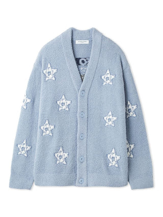 Gelato Pique Men's Baby Moco Spaceship Jacquard Cardigan in blue, front view