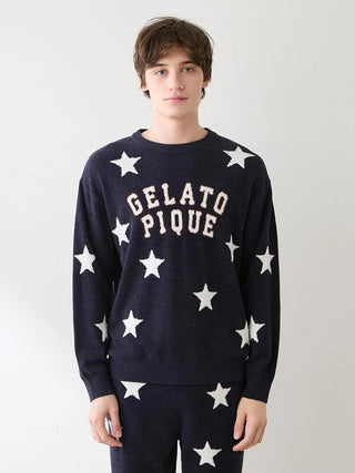 Unisex Airy Moco College Logo Star Jacquard Pullover