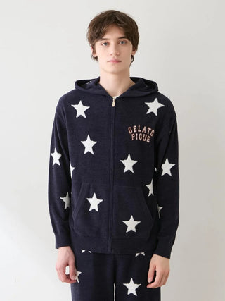 Unisex Airy Moco College Logo Star Jacquard Hoodie