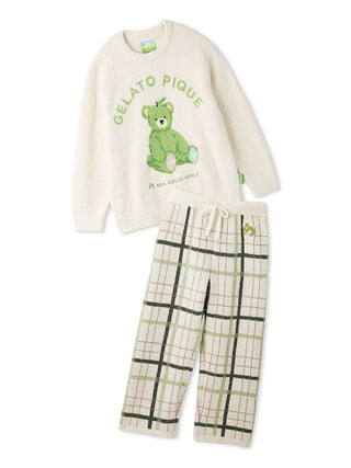 [Mrs. GREEN APPLE] [Unisex] Powder Jacquard Pullover & Baby Moco Checkered Pants Set - view 3