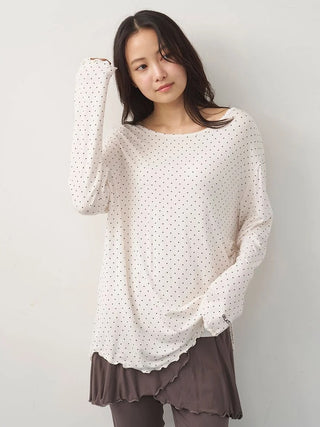 Cool Rayon Gathered Long-sleeved T-shirt