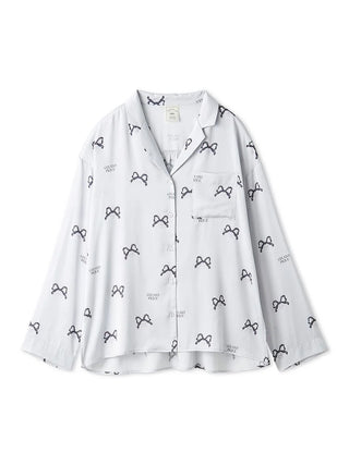Gelato Pique Ribbon Satin Shirt in blue