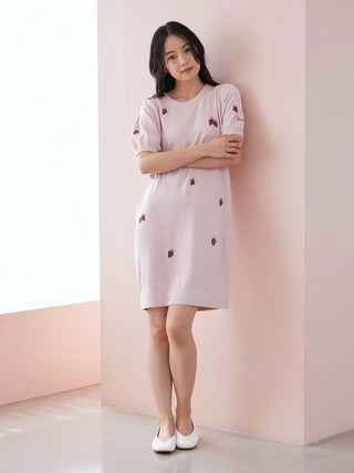 Airy Moco Strawberry Jacquard Dress