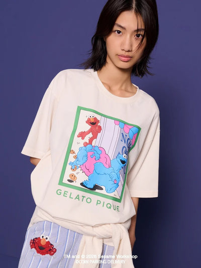 [SESAME STREET×CPD HOOME meets GELATO PIQUE] Cotton Motif Print T-Shirt gelato pique