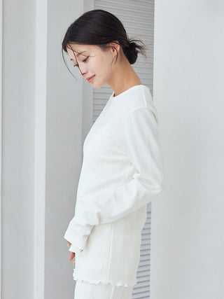 Heart Aran Cut-and-sew Pullover