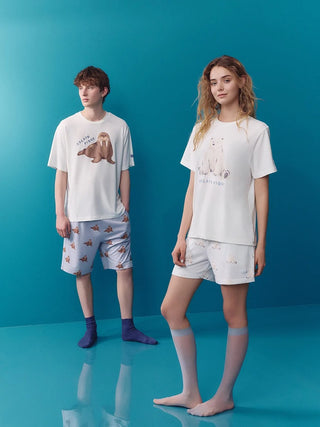 Cool-to-touch Sea Animals One Point Printed T-shirt
