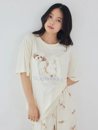[UV-Cut] Walking Dog One-point Printed Cool Touch T-Shirt