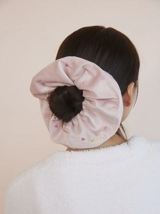 Pink Hearts Velour Hair Scrunchie