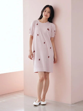 Airy Moco Strawberry Jacquard Dress