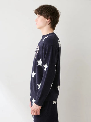 Unisex Airy Moco College Logo Star Jacquard Pullover