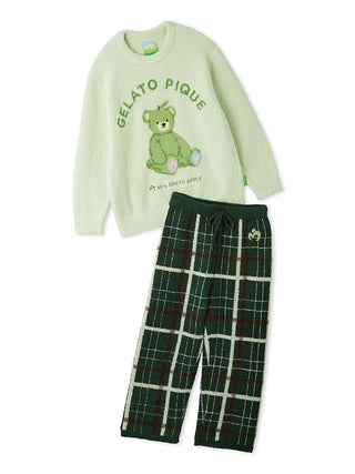 [Mrs. GREEN APPLE] [Unisex] Powder Jacquard Pullover & Baby Moco Checkered Pants Set - view 2