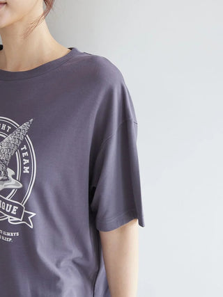 [UV-cut] Pique Emblem Printed T-shirt