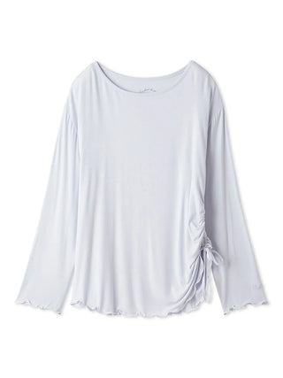 Cool Rayon Gathered Long-sleeved T-shirt
