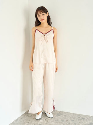 Satin Pants With Lace & Ribbon