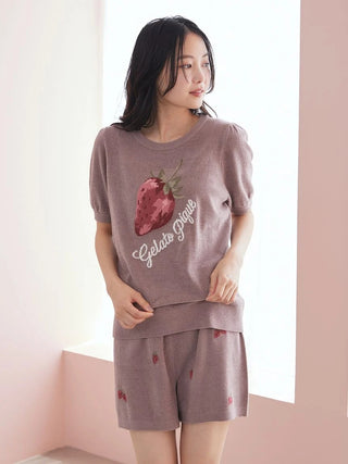 Airy Moco Strawberry Jacquard Pullover
