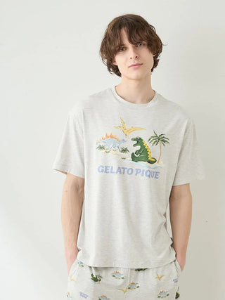 Men's Cool-to-touch Sleeping Dinosaur One Point Printed T-shirt