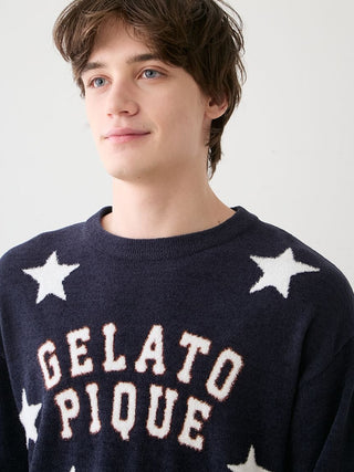 Unisex Airy Moco College Logo Star Jacquard Pullover