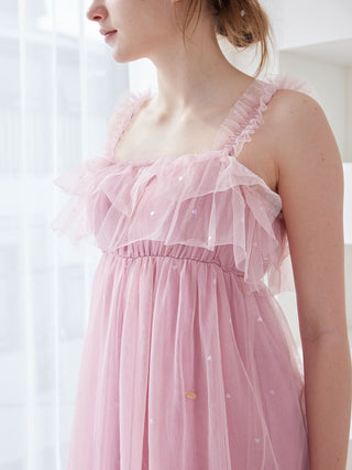 [Valentine] Heart Tulle Camisole Dress With Built-in Cup