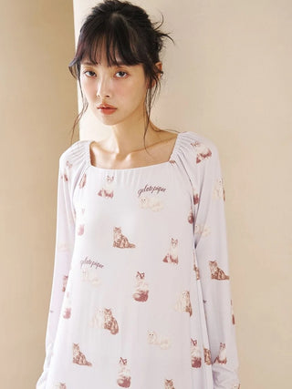 Cat All-over Printed Dress with built-in bra - view 8