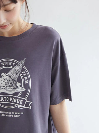 [UV-cut] Pique Emblem Printed T-shirt