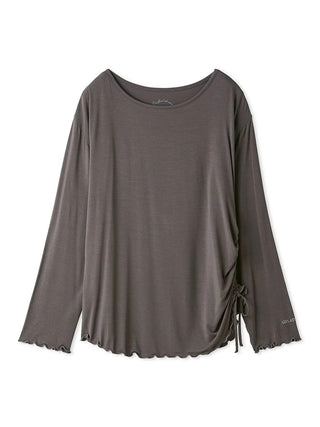Cool Rayon Gathered Long-sleeved T-shirt