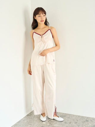 Satin Pants With Lace & Ribbon