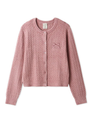 Gelato Pique Smoothie Aran Pattern Cardigan in pink