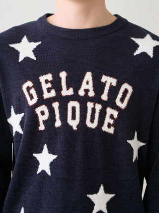 Unisex Airy Moco College Logo Star Jacquard Pullover