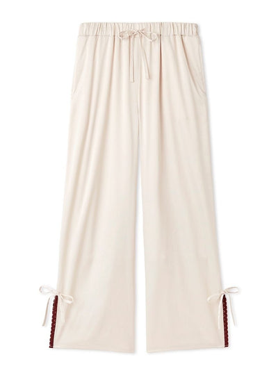 Satin Pants With Lace & Ribbon gelato pique