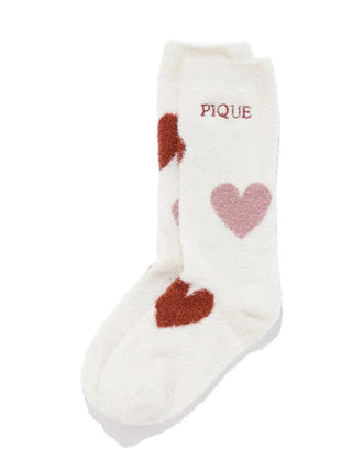 Gelato Pique Hot Smoothie Heart Jacquard Socks in off white