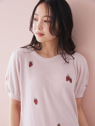 Airy Moco Strawberry Jacquard Dress