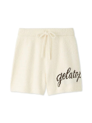 Gelato Pique Baby Moco Cat Jacquard Shorts in cream, front view