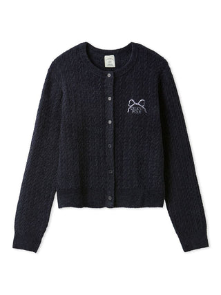 Gelato Pique Smoothie Aran Pattern Cardigan in navy