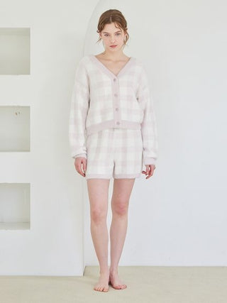 Checkered Cardigan & Shorts Set