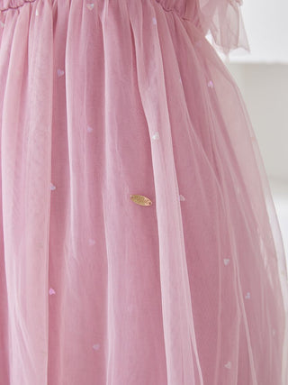 [Valentine] Heart Tulle Camisole Dress With Built-in Cup