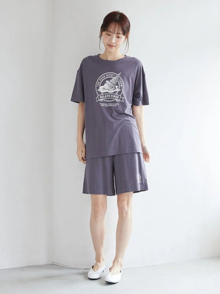 [UV-cut] Pique Emblem Printed T-shirt