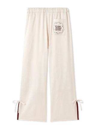 Satin Pants With Lace & Ribbon